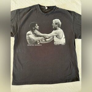 Vintage Y2K Larry Bird Julius Erving Boston Garden Fight Tshirt Mens XL Black